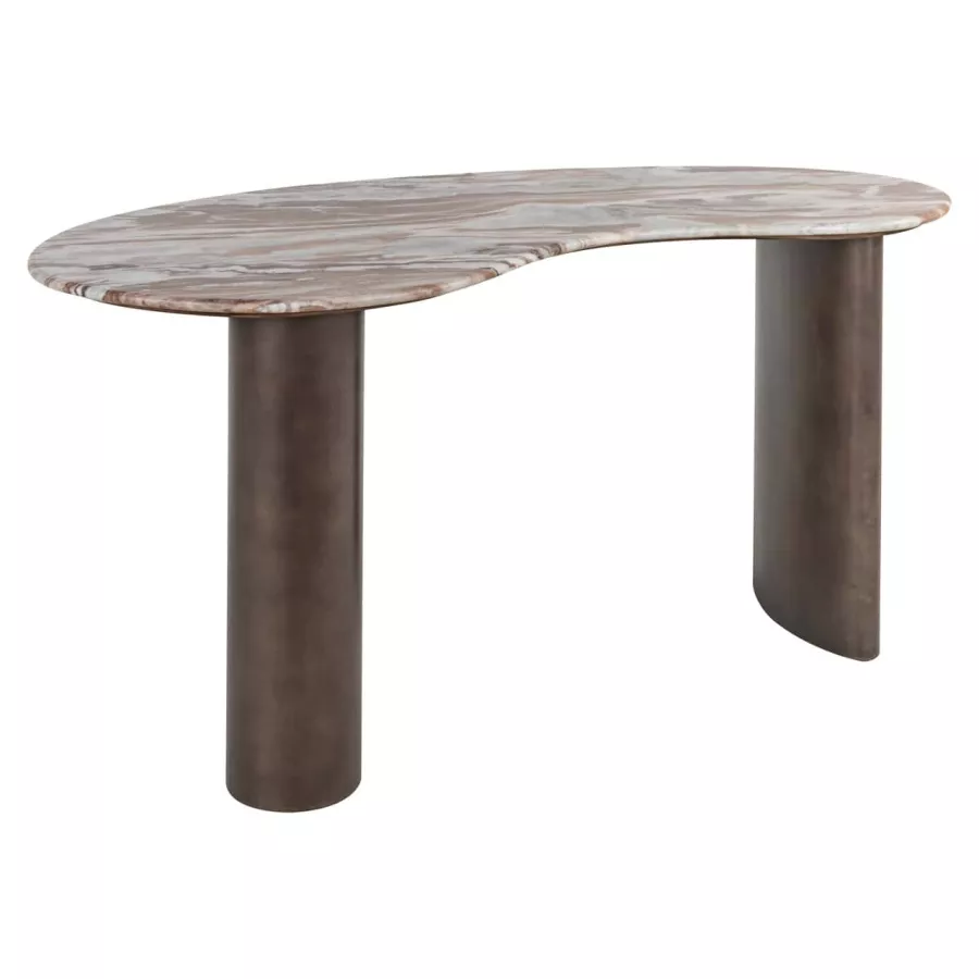 Richmond Interiors Brando Blush Desk – Toronto Marble & Bronze Metal