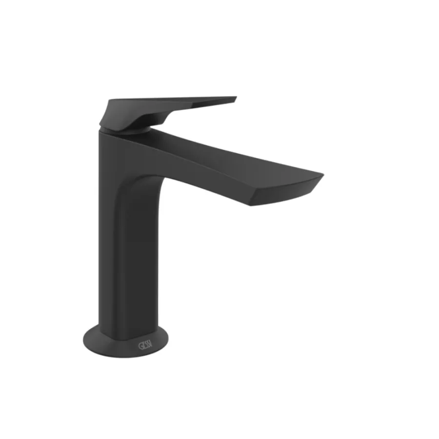 Gessi Ventaglio 72051 – Miscelatore Lavabo Basso in Ottone con Piletta Stop&Go - Nero Opaco