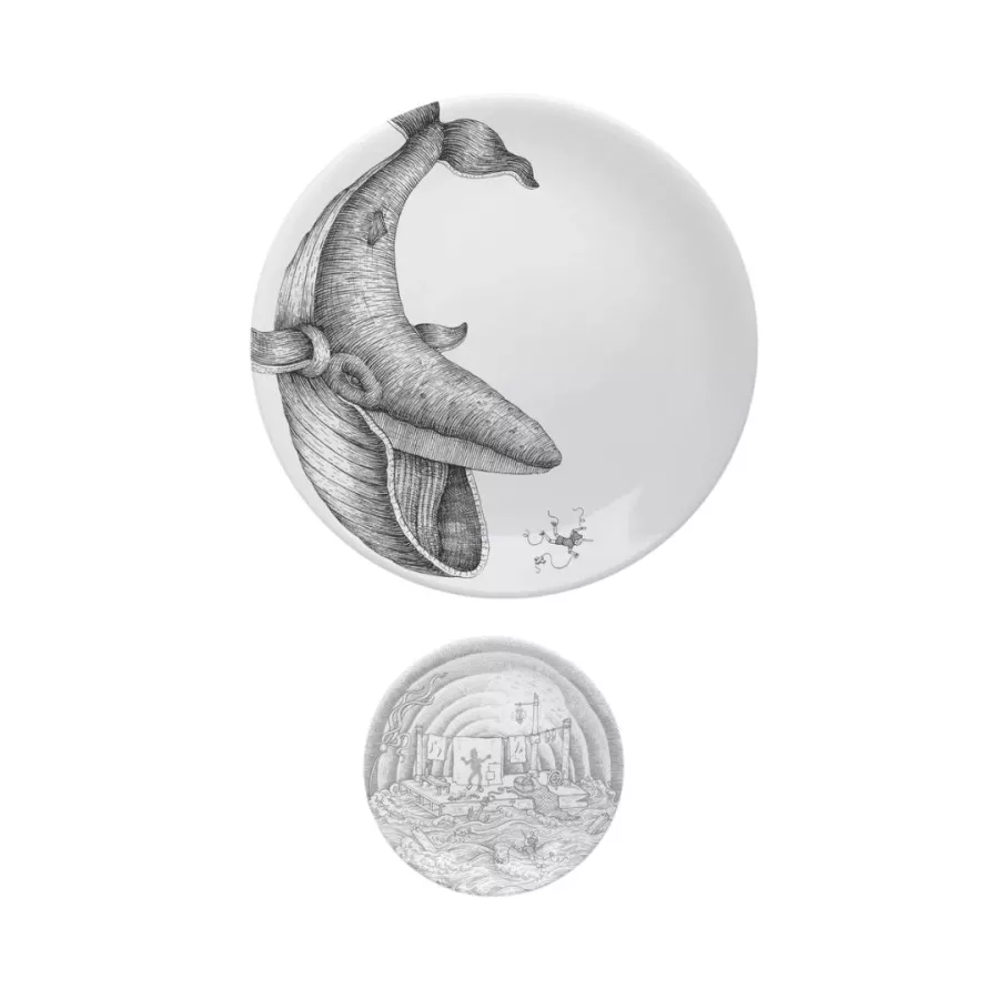 Set piatti Porcellana Aquatic Creatures "Pinocchio" Bianco