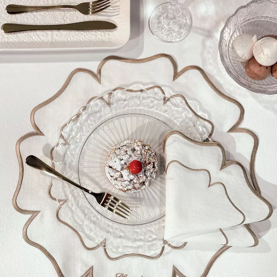 American Placemat Set Blumarine Home Rosinda Beige