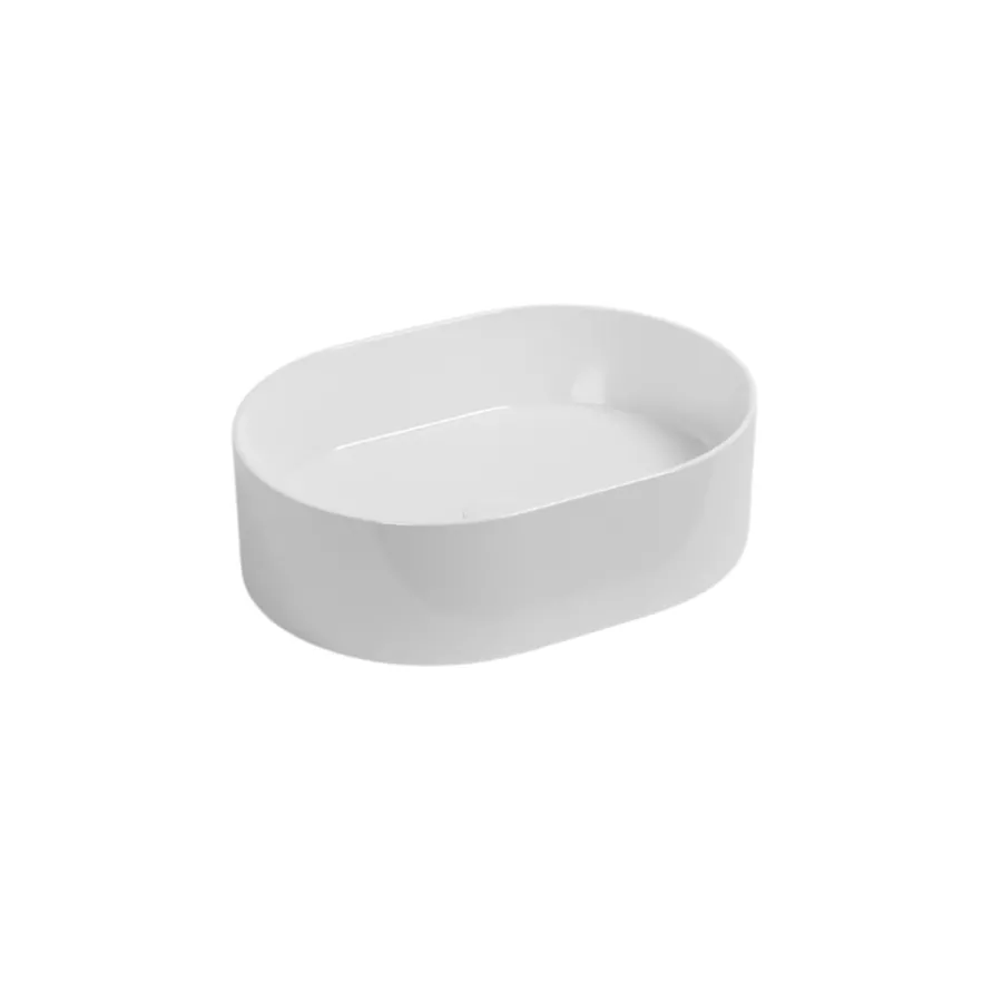 Lavabo ovale da appoggio Cielo Theo Bianco lucido