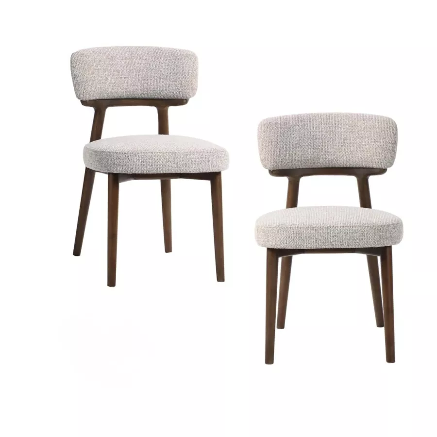 Richmond Interiors Set of 2 Dining Chairs Basker Natural Fancy – Fabric & Beech Wood