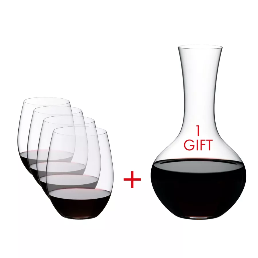 Riedel Set di 4 Bicchieri O Wine Tumbler Cabernet/Merlot e 1 Decanter Syrah