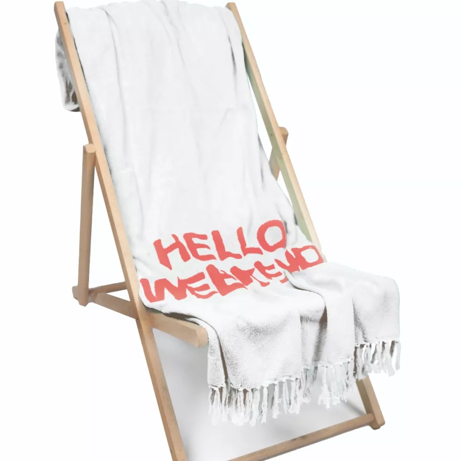 Marinette Saint-Tropez Ręcznik Plażowy Fouta z Bawełny Hello Weekend – Biały