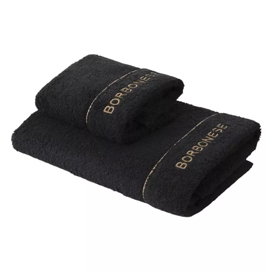 Borbonese Home Fine Op 2-Piece Towel Set – Black Cotton Terry