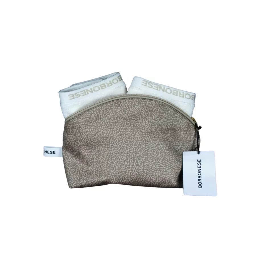 Borbonese Kosmetyczka Minimal z 2 Małymi Ręcznikami – Kolor Brązowy