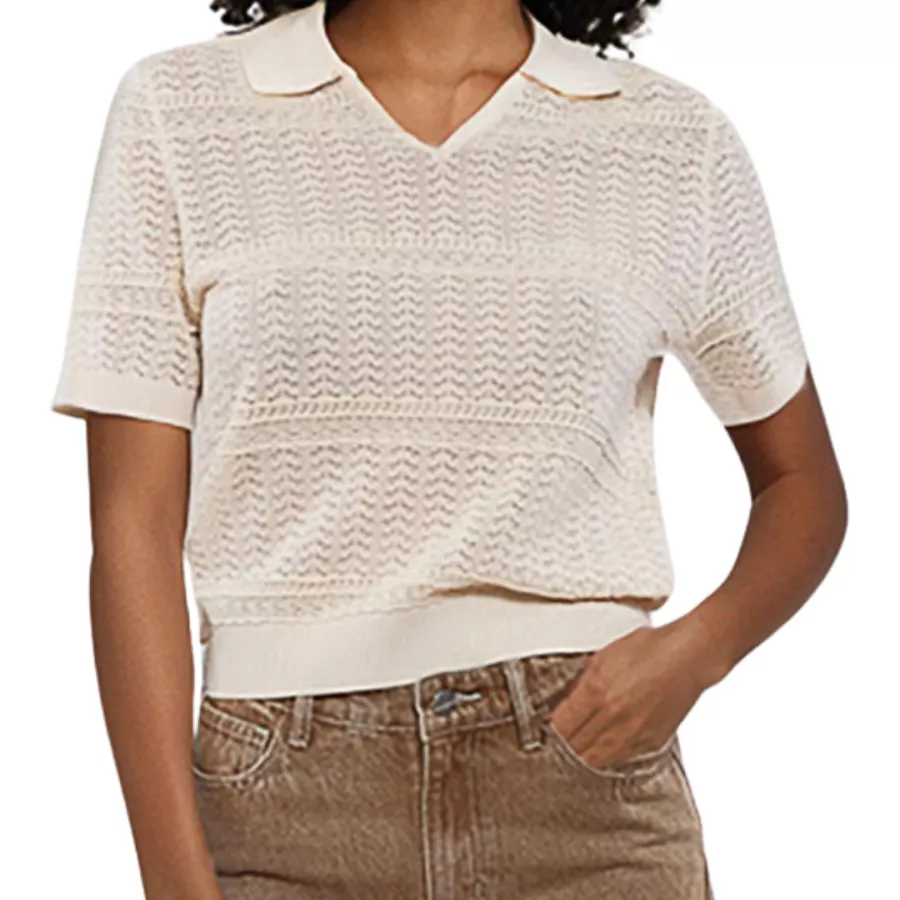 Polo Donna Sister in Maglia Punto Pizzo Beige