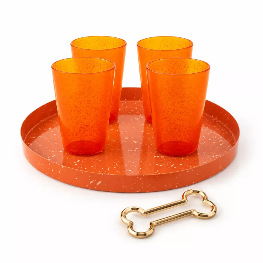 Aperitivo Gift Set: 4 Hand-Blown Cocktail Glasses, Tray & Bottle Opener