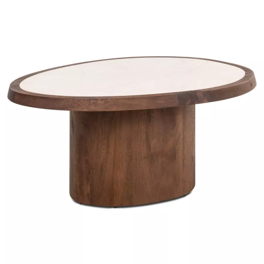 Richmond Interiors Melrose Spice Brown Coffee Table – Ø90 Botticino Marble & Stainless Steel Frame