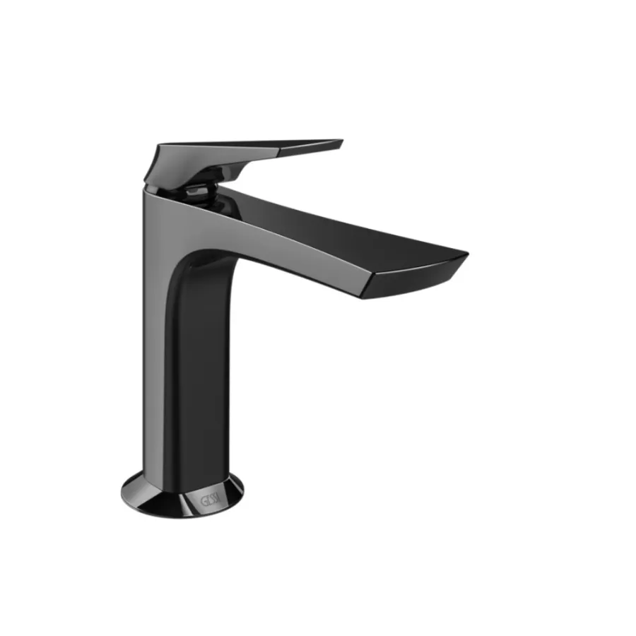 Gessi Ventaglio 72051 – Miscelatore Lavabo Basso in Ottone con Piletta Stop&Go - Nero Metal PVD