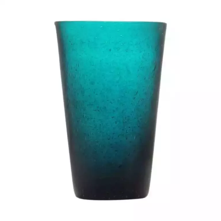 Memento Blown glass tumbler for drinks in Petroleum-colored