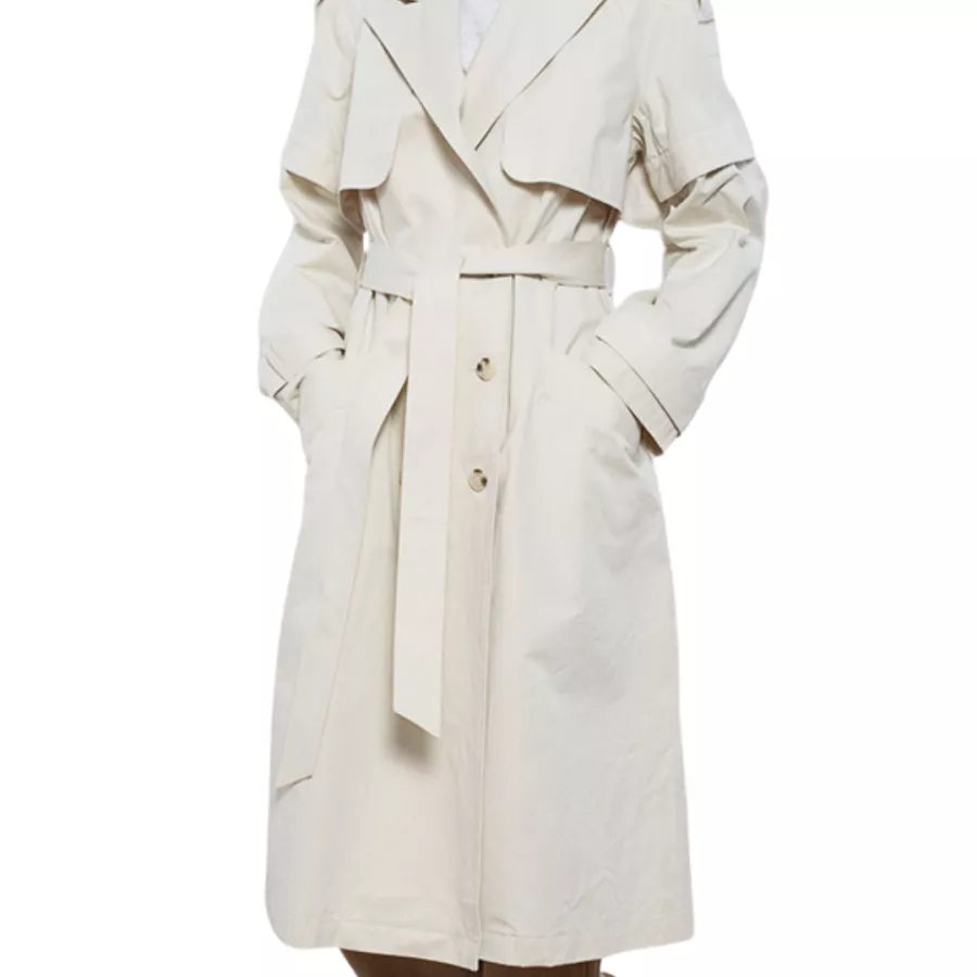 Trench Donna Flor in Cotone con Maniche Removibili - Colore Burro