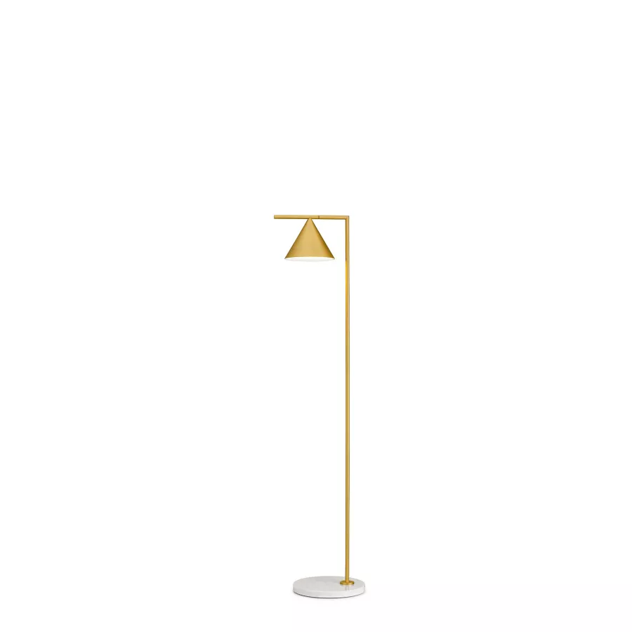 Lampada da terra Flos Captain Flint Ottone spazzolato/Marmo bianco