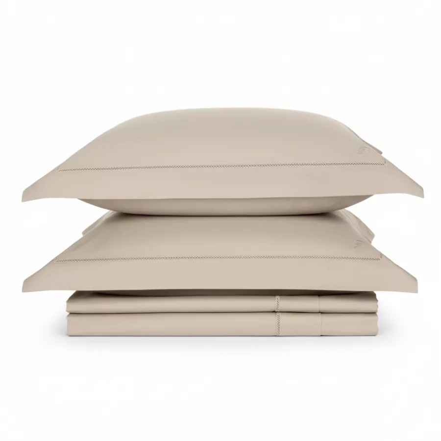 Blumarine Blu Notte Duvet Cover Set – French Double Bed 240x220 cm – Cotton Satin in Butter