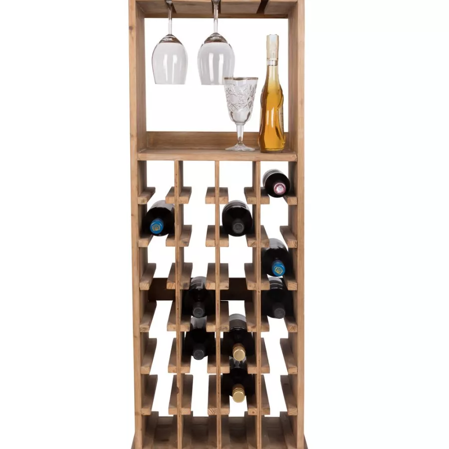 DutchBone Mobiletto da Vini Claude – Cantinetta Portabottiglie in Legno di Abete per 28 Bottiglie
