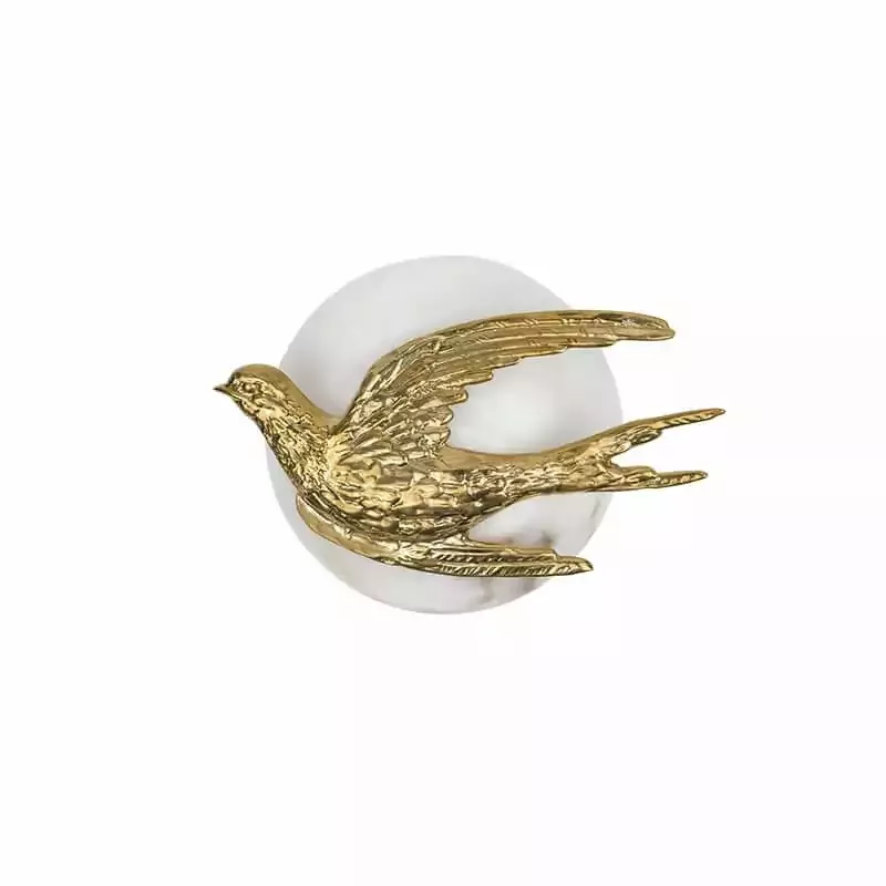 Kinkiet ścienny Pap Deco Bird Mosiądz i Alabaster