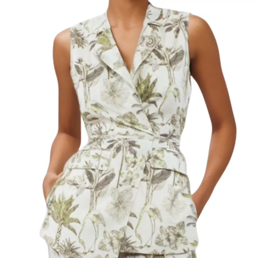 Gilet Donna Hansel Fantasia Jungle - Bianco e Verde