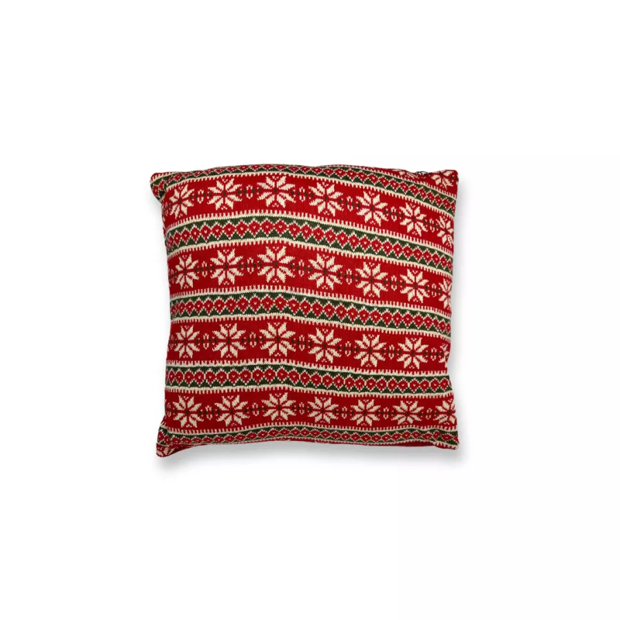 Christmas Knitted Cushion Red