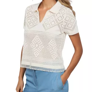 Polo Donna Melina in Maglia Crochet Beige