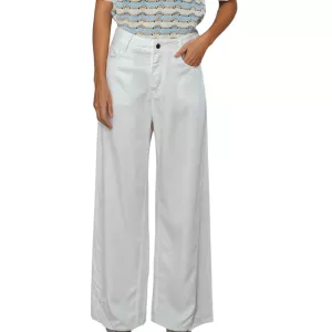 Pantalone Donna Amoura Morbido in Tencel Bianco Fluido