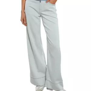 Jeans Donna Vera Palazzo Effetto Bleach White Denim