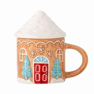 Gingerbread House Mug with Lid Bloomingville Ginnie Stoneware