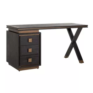 Richmond Interiors Hunter Rustic Desk – Black Oak Veneer