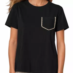 Damski T-Shirt Gigia z Kieszonką – Czarny