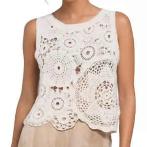 Top Luna Crochet Bez Rękawów – Ivory