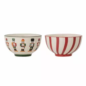 Set of 2 Christmas Bowls Bloomingville Jolly Stoneware