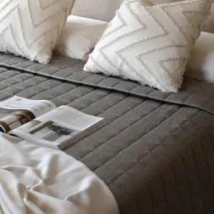 Borbonese Minimal Lightweight Quilt – King Size Cotton Satin Taupe 100 g