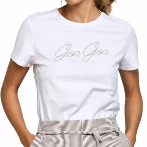 Damski T-shirt Ysia z Logo z Przodu - Biały