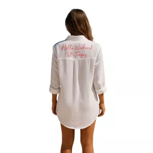Marinette Saint-Tropez Camicia Copricostume Hello Weekend Cotone - Bianco