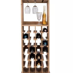 DutchBone Mobiletto da Vini Claude – Cantinetta Portabottiglie in Legno di Abete per 28 Bottiglie