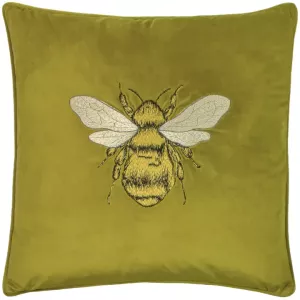 Haftowana poduszka Paoletti Hortus Bee Aksamit Zielony oliwkowy