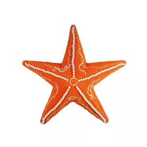 MX Home Cuscino Decorativo all'Uncinetto Stella Marina - Arancione con Perle